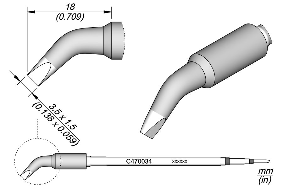 C470034 - Chisel Bent Cartridge 3.5 x 1.5